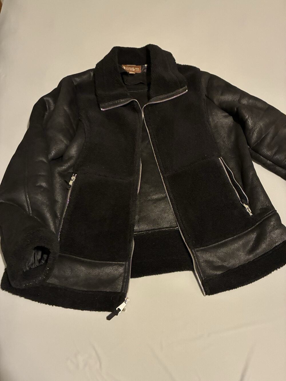 Koolaburra by UGG Women L Black Faux Suede Sherpa Lined Moto